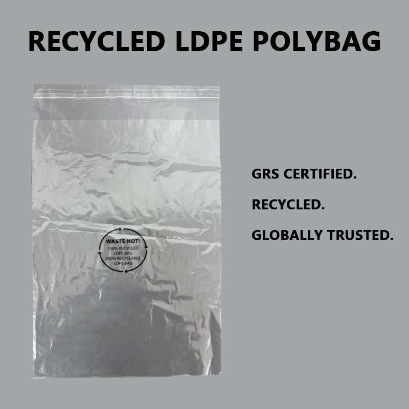 GRS Certified Recycled LDPE Bags Poly ສະຫນັບສະຫນູນການຫຸ້ມຫໍ່ແບບຍືນຍົງສໍາລັບຍີ່ຫໍ້ທົ່ວໂລກ