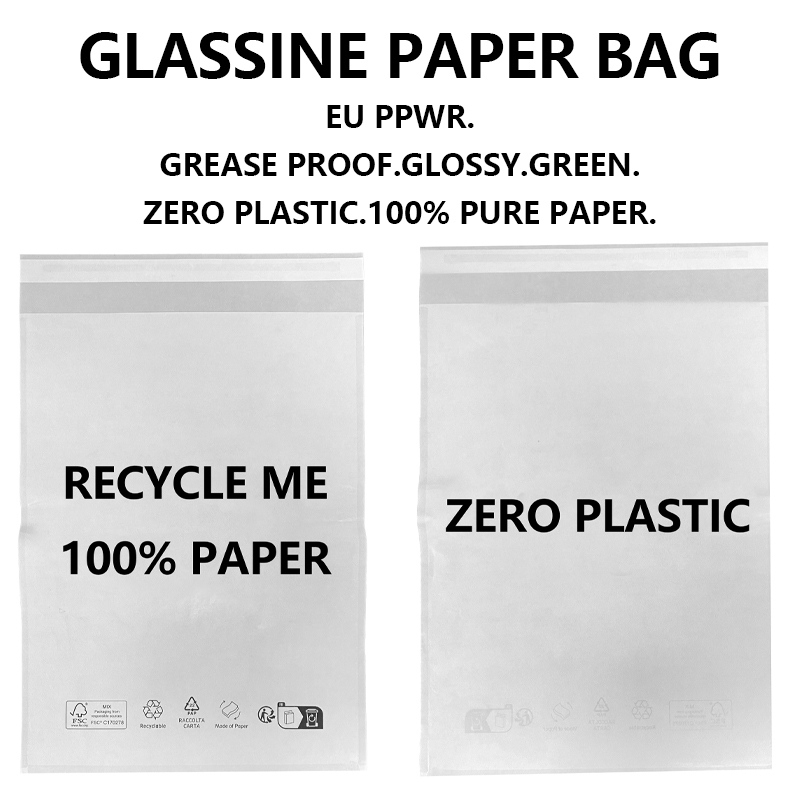 Custom EU PPWR Compliant Glassine Paper Bag Plastic ຜູ້ຜະລິດບັນຈຸພັນທີ່ສາມາດຣີໄຊເຄໄດ້ຟຣີ